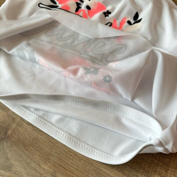 Justice Girls Swimsuit Tankini Top Size Large 12/14 White Pink Floral Adjustable - Picture 6 of 9